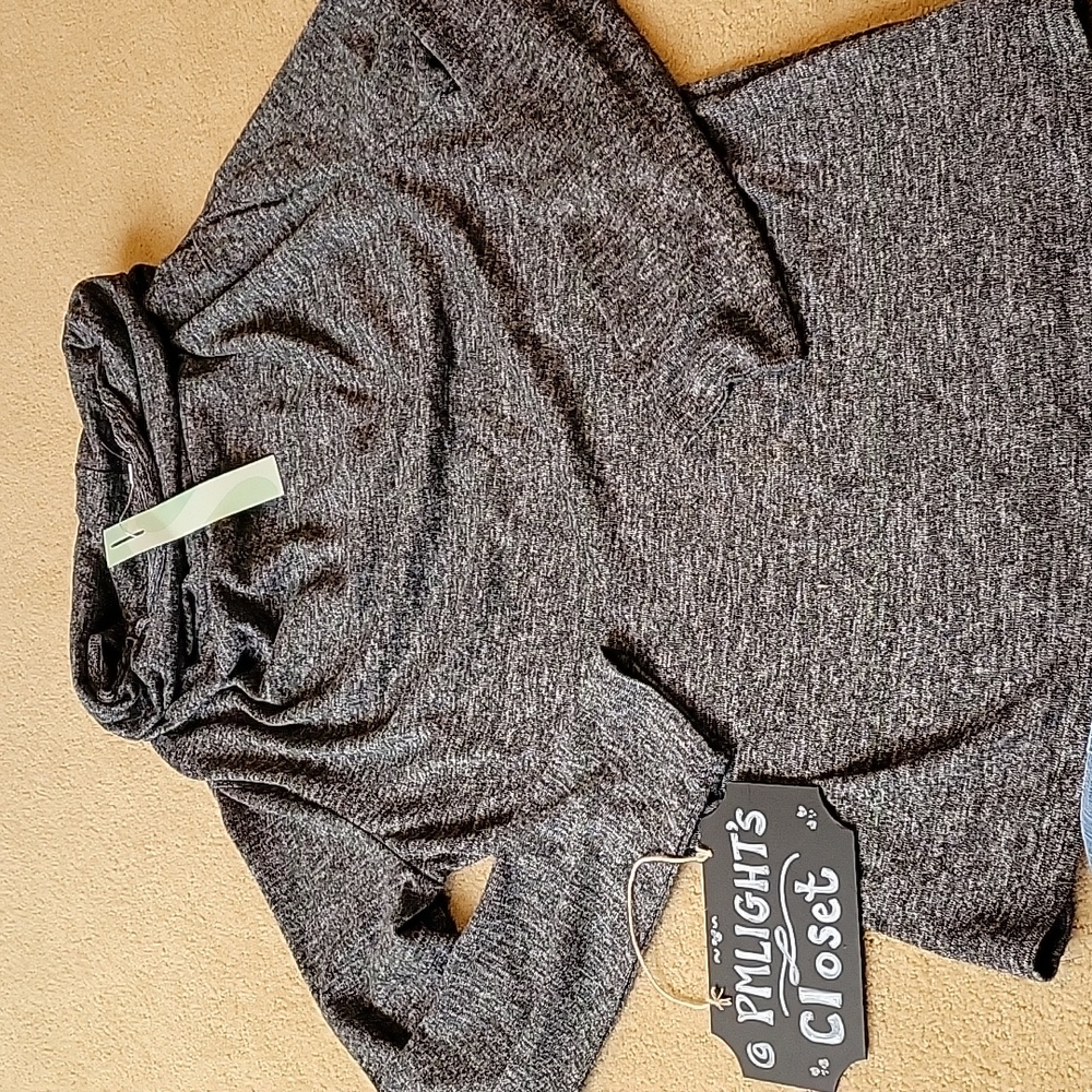 Dressfo Sweater Gray 12 New Cowl Neck Long Sleeve